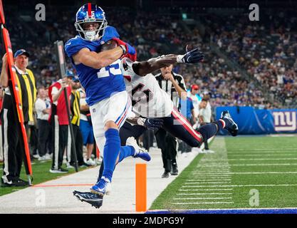 New York Giants wide receiver Alex Bachman (81) celebrates after scoring a  touchdown during an NFL preseason football game against the Cincinnati  Bengals, Sunday, Aug. 21, 2022 in East Rutherford, N.J. The