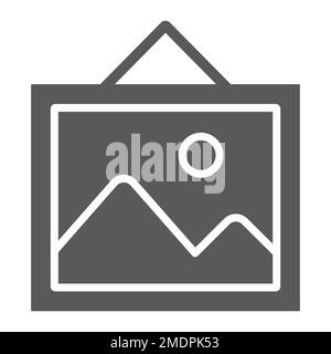 Picture glyph icon, home and frame, photo sign, vector graphics, a solid pattern on a white background, eps 10. Stock Vector