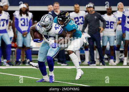 Dallas Cowboys tight end Nick Eubanks (47) runs with the ball during an NFL  football practice in Frisco, Thursday, June 3, 2021. (AP Photo/Michael  Ainsworth Stock Photo - Alamy