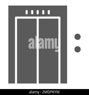 Elevator glyph icon, hotel and level, lift sign, vector graphics, a solid pattern on a white background, eps 10. Stock Vector