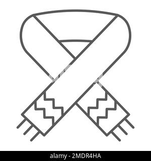 Scarf thin line icon, clothing and winter, warm clothes sign, vector graphics, a linear pattern on a white background, eps 10. Stock Vector