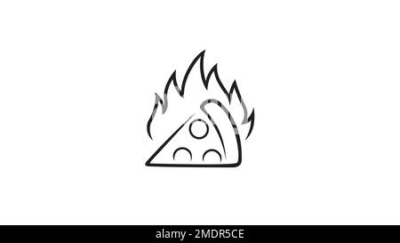 creative black pizza fire logo vector design illustration Stock Vector
