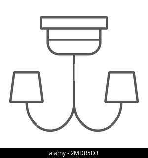 Chandelier thin line icon, furniture and home, lamp sign, vector graphics, a linear pattern on a white background, eps 10. Stock Vector