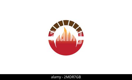 creative oven fire brick circle logo vector design icon Stock Vector