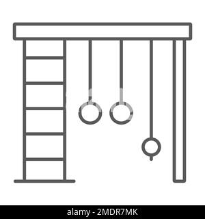 Wall bars thin line icon, sport and home, gym sign, vector graphics, a linear pattern on a white background, eps 10. Stock Vector