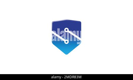 creative blue shield letter s technology logo vector design icon symbol Stock Vector