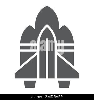 Spacecraft glyph icon, astronomy and spaceship, rocket sign, vector graphics, a solid pattern on a white background, eps 10. Stock Vector