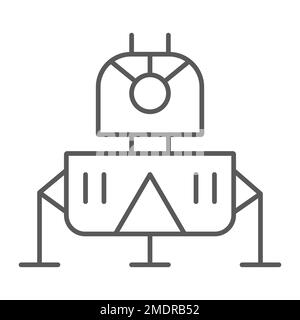 Lunar module line icon, science and astronomy, space module sign ...