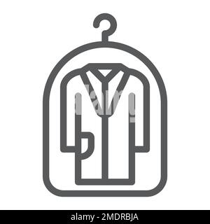 Cover for clothes line icon, laundry and protection, dry cleaning sign, vector graphics, a linear pattern on a white background, eps 10. Stock Vector