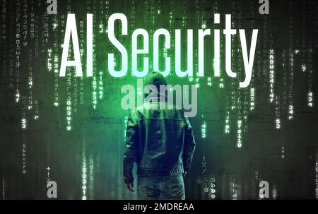 Faceless hacker with inscription concept Stock Photo