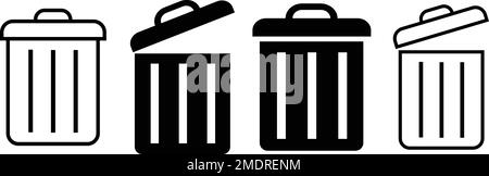 https://l450v.alamy.com/450v/2mdrenm/set-delete-icon-garbage-collection-trash-can-rubbish-basket-group-recycle-bin-waste-container-simple-flat-button-2mdrenm.jpg