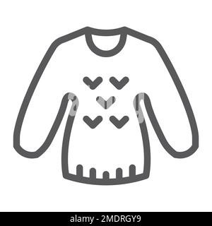 Sweater line icon, clothing and pullover, jumper sign, vector graphics, a linear pattern on a white background, eps 10. Stock Vector