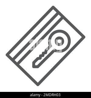 Key card line icon, hotel and access, electronic pass sign, vector graphics, a linear pattern on a white background, eps 10. Stock Vector