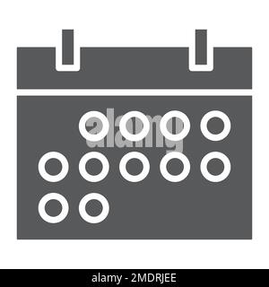 Calendar glyph icon, date and time, reminder sign, vector graphics, a solid pattern on a white background, eps 10. Stock Vector