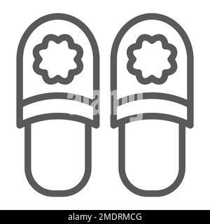Slippers line icon, clothing and footwear, home shoes sign, vector graphics, a linear pattern on a white background, eps 10. Stock Vector