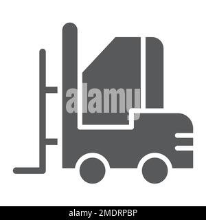 Forklift glyph icon, warehouse and shipping, vehicle sign, vector graphics, a solid pattern on a white background, eps 10. Stock Vector