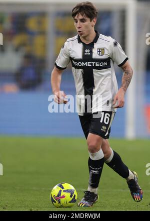 Milan, Italy, 10th January 2023. Adrian Bernabe of Parma Calcio during the Coppa Italia match at Giuseppe Meazza, Milan. Picture credit should read: Jonathan Moscrop / Sportimage Stock Photo