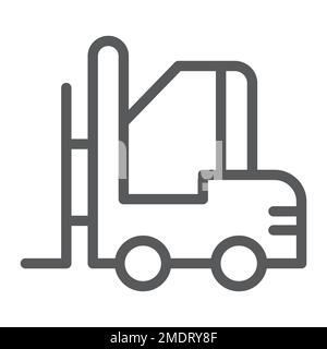 Forklift line icon, warehouse and shipping, vehicle sign, vector graphics, a linear pattern on a white background, eps 10. Stock Vector