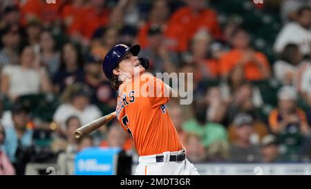 Houston, United States. 13th June, 2023. Houston Astros center fielder Jake  Meyers (6) bats in the bottom of the 8th inning during the MLB game between  the Washington Nationals and the Houston