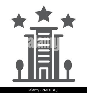 Hotel glyph icon, architecture and tourism, building sign, vector graphics, a solid pattern on a white background, eps 10. Stock Vector