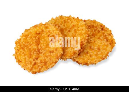 Chicken fillet breaded burgers isolated on white with clipping path included Stock Photo