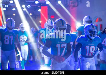 Miami Dolphins wide receiver Jaylen Waddle (17) runs a play during an NFL  football game against the Houston Texans, Sunday, Nov. 27, 2022, in Miami  Gardens, Fla. (AP Photo/Doug Murray Stock Photo - Alamy