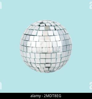Party Disco Ball isolated on blue background. Stock Photo