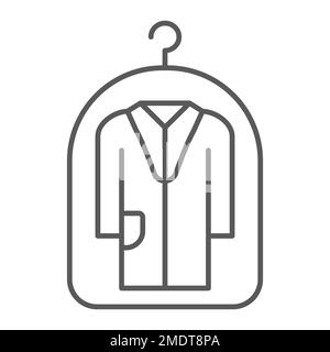Cover for clothes thin line icon, laundry and protection, dry cleaning sign, vector graphics, a linear pattern on a white background, eps 10. Stock Vector