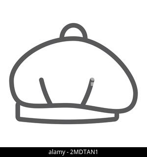 Beret line icon, hat and clothing, cap sign, vector graphics, a linear pattern on a white background, eps 10. Stock Vector