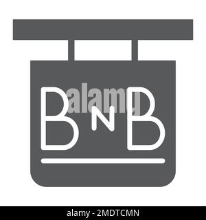 Bed and breakfast glyph icon, hotel and sleep, signboard sign, vector graphics, a solid pattern on a white background, eps 10. Stock Vector