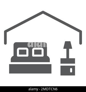 Bedroom glyph icon, hotel and sleep, bed sign, vector graphics, a solid pattern on a white background, eps 10. Stock Vector