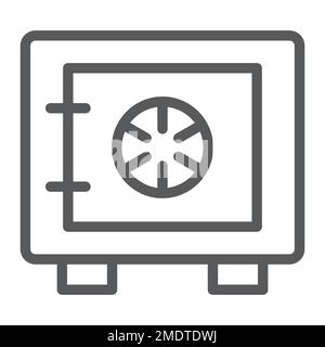 Safe box line icon, security and money, bank safe sign, vector graphics, a linear pattern on a white background, eps 10. Stock Vector