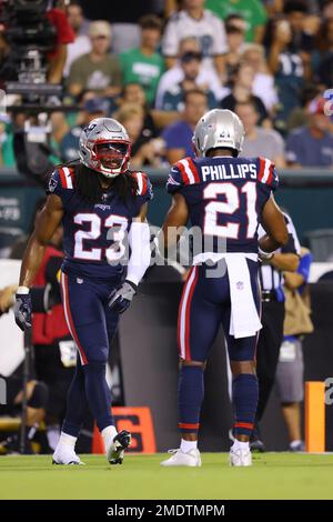 New England Patriots' Kyle Dugger against the New York Jets during an NFL  football game at Gillette Stadium, Sunday, Nov. 20, 2022 in Foxborough,  Mass. (Winslow Townson/AP Images for Panini Stock Photo 