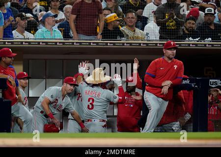 Washington Nationals' Bryce Harper wears a No. 42 hat in tribute to Jackie  Robinson as he warms up before a baseball game against the Philadelphia  Phillies, Saturday, April 15, 2017, in Washington. (