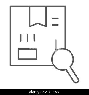Search thin line icon, cargo and service, package tracking sign, vector graphics, a linear pattern on a white background, eps 10. Stock Vector