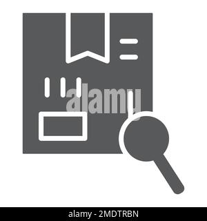 Search glyph icon, cargo and service, package tracking sign, vector graphics, a solid pattern on a white background, eps 10. Stock Vector