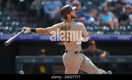 San Diego Padres catcher Austin Nola (26) in the second inning of a  baseball game Wednesday, July 13, 2022, in Denver. (AP Photo/David  Zalubowski Stock Photo - Alamy