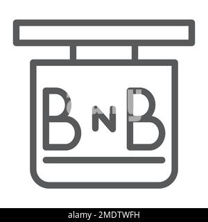 Bed and breakfast line icon, hotel and sleep, signboard sign, vector graphics, a linear pattern on a white background, eps 10. Stock Vector