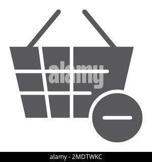 Remove from bucket glyph icon, shopping and commerce, basket sign, vector graphics, a solid pattern on a white background, eps 10. Stock Vector