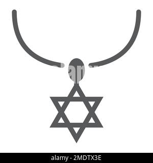 Star of david necklace glyph icon, jewellery and accessory, chain with jewish star sign, vector graphics, a solid pattern on a white background, eps 10. Stock Vector