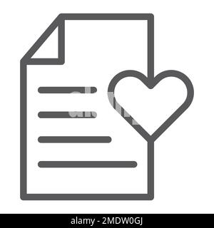 Wish list line icon, paper and document, checklist sign, vector graphics, a linear pattern on a white background, eps 10. Stock Vector