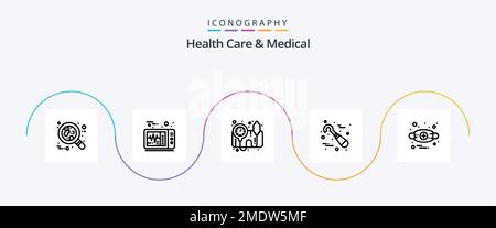 Health Care And Medical Line 5 Icon Pack Including anaphylaxis. allergies. blood pressure operator. tools. dentist Stock Vector