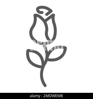 Rose line icon, love and floral, flower sign, vector graphics, a linear pattern on a white background, eps 10. Stock Vector