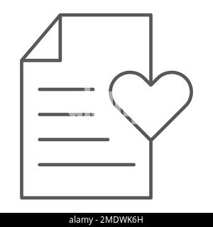 Wish list thin line icon, paper and document, checklist sign, vector graphics, a linear pattern on a white background, eps 10. Stock Vector