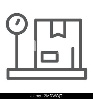 Weight scale line icon, freight and shipping, cargo scale sign, vector graphics, a linear pattern on a white background, eps 10. Stock Vector