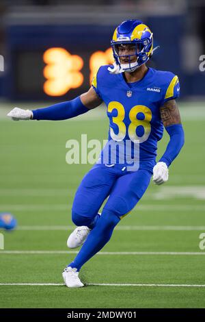 Los Angeles Rams safety Troy Warner (38) during an NFL preseason football  game against the Los Angeles Chargers Saturday, Aug. 14, 2021, in  Inglewood, Calif. (AP Photo/Kyusung Gong Stock Photo - Alamy