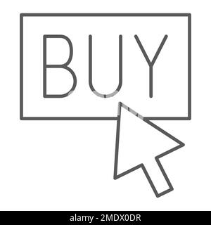 Buy now thin line icon, shopping and commerce, buy button sign, vector graphics, a linear pattern on a white background, eps 10. Stock Vector