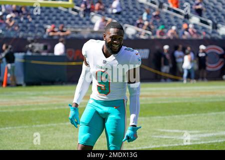 Miami Dolphins cornerback Noah Igbinoghene (9) pursues a play on defense  against the Detroit Lions during an NFL football game, Sunday, Oct. 30,  2022, in Detroit. (AP Photo/Rick Osentoski Stock Photo - Alamy