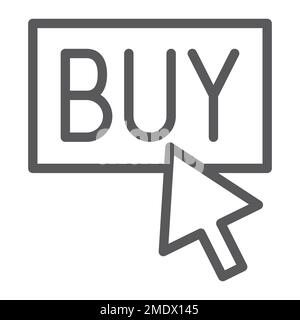 Buy now line icon, shopping and commerce, buy button sign, vector graphics, a linear pattern on a white background, eps 10. Stock Vector