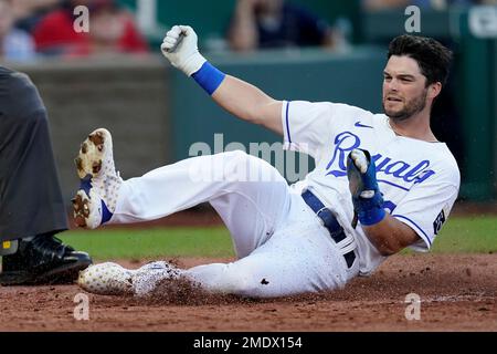 Apr 07, 2022: Kansas City Royals Andrew Benintendi (16) and Michael A.  Taylor (2) receive their gold glove awards from the 2021 season at pregame  at Kauffman Stadium Kansas City, Missouri. The